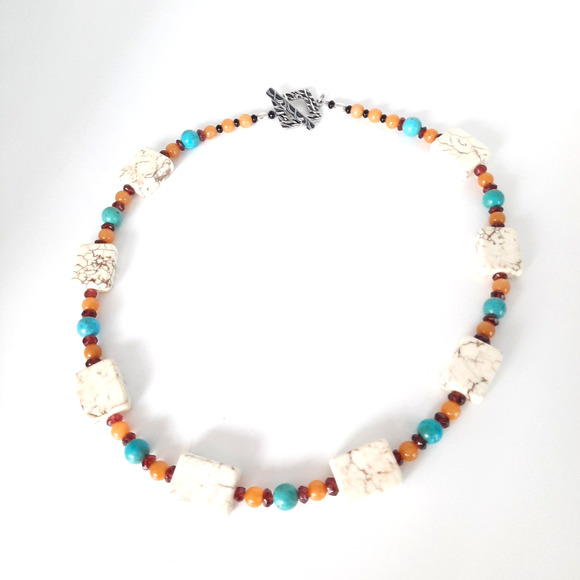 JBB 925 Sterling Silver Toggle Clasp Multi-color Natural Gemstones 20" Necklace - Picture 6 of 7